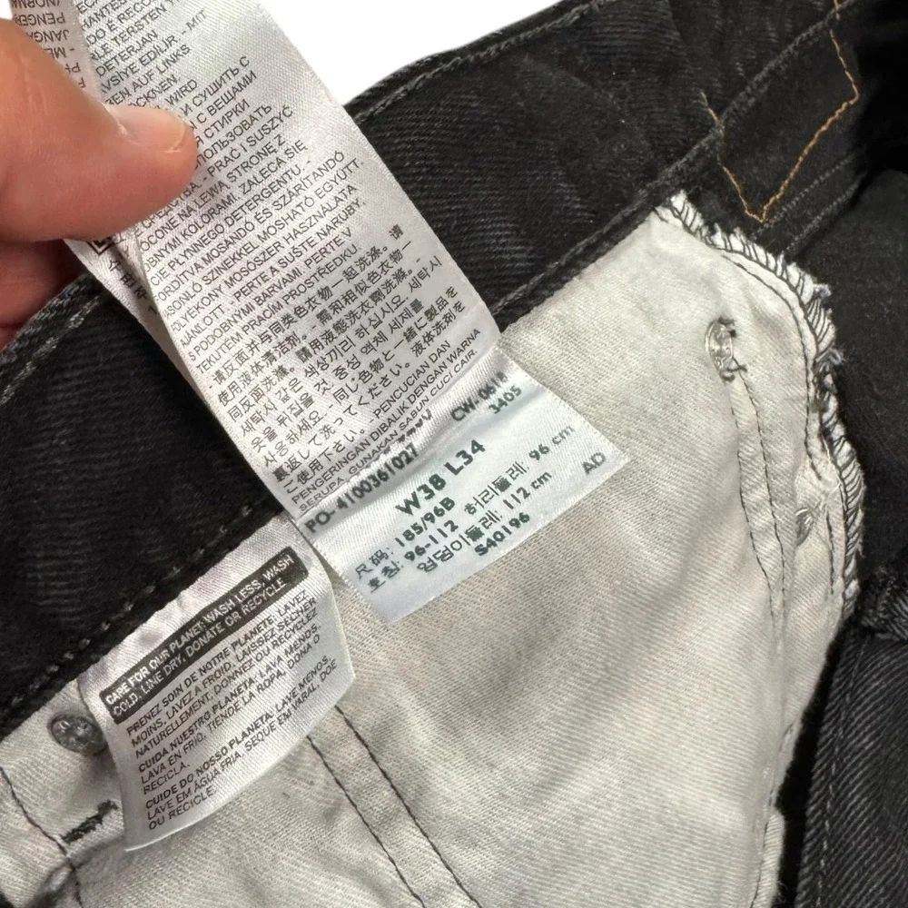 Levi's 505 Straight Leg Faded Black Cotton Denim Jeans Men's 38x34 (Fit 36x31.5)